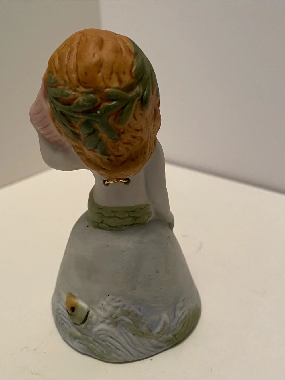 Vintage 1979 Jasco Adorabelles Mermaid on Rock Bisque Bell, Blonde, Green Kitchy
